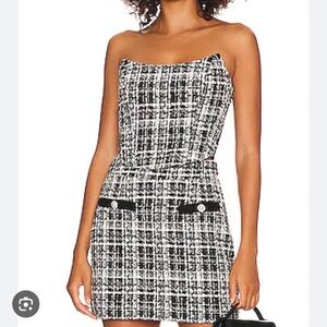Line & Dot Black and White Plaid Corset Top